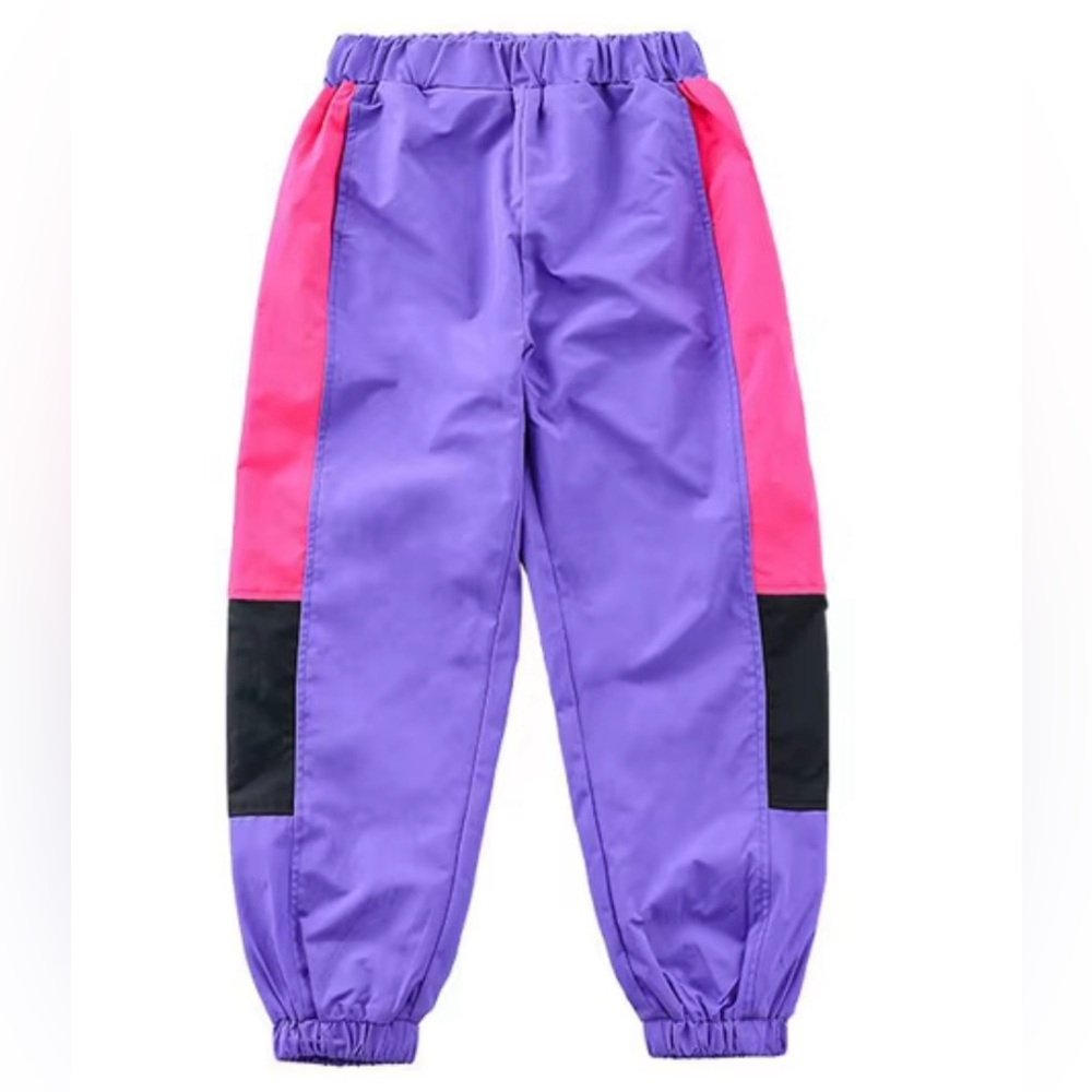 Calculated Retro Hip-Hop Kids Purple Colorblock Dance Costume Tracksuit 6Y Y2K - Picture 13 of 16